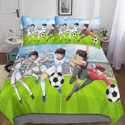 Captain Tsubasa Duvet Cover Pillowcase Bedding Set Football Adult Boy Girl Bedroom Decoration Children Gift Single Double Size
