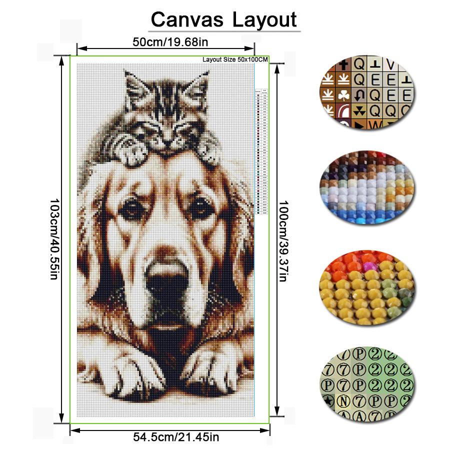 Cat and Dog Large Size Diamond Painting New Collection Pet Animals Diy Full Drill Rhinestone Embroidery Mosaic Cross Stitch Kits