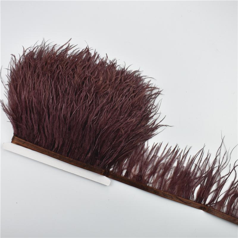 Feather1Meters High Quality Ostrich Feathers On Tape Ribbon Fringe Trim 8-10cm DIY Sewing Trimmings Flecos White Feather Dress Clothes
