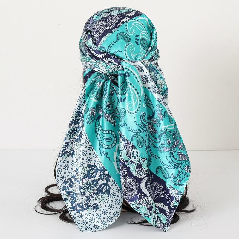 New cashew print silk scarf women's trend versatile shawl satin headscarf 90 square scarf scarf women