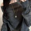 Korean Style Pendant Necklace Silver Saddle Bag Pendant New Sweater Chain
