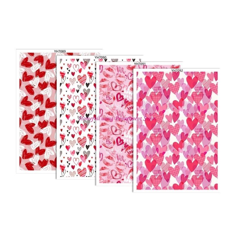 4Pieces Valentine Love Heart Transfer Paper 95x138mm Clay Earrings Water Soluble Transfer Paper for Jewelry Making