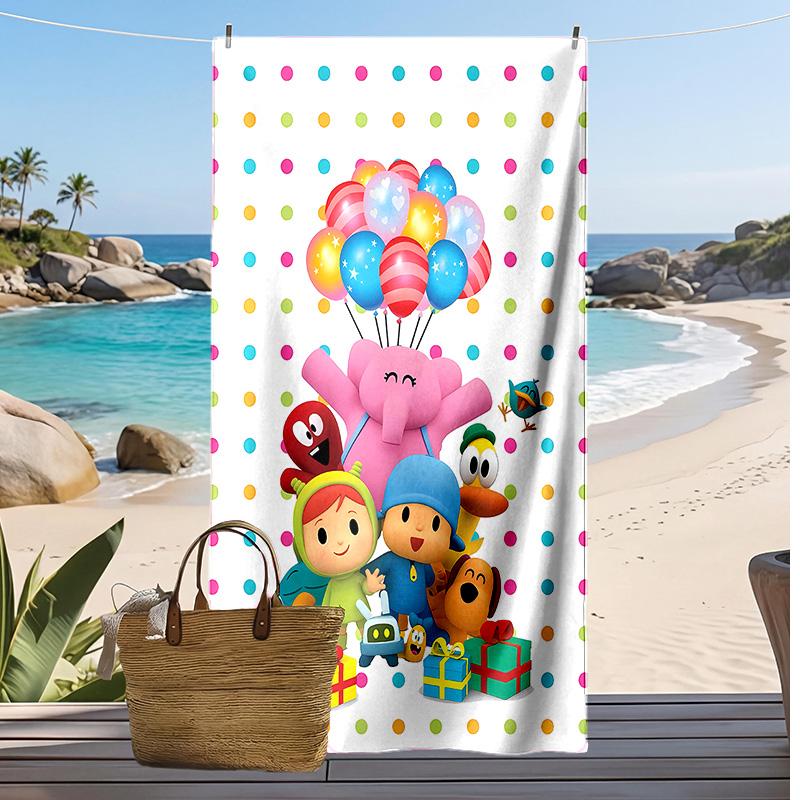 Pocoyo Aufdruck Schnelltrocknendes Strandtuch Super Saugfähiges Weiches Leichtes Badetuch für Pool Sommer Reisen