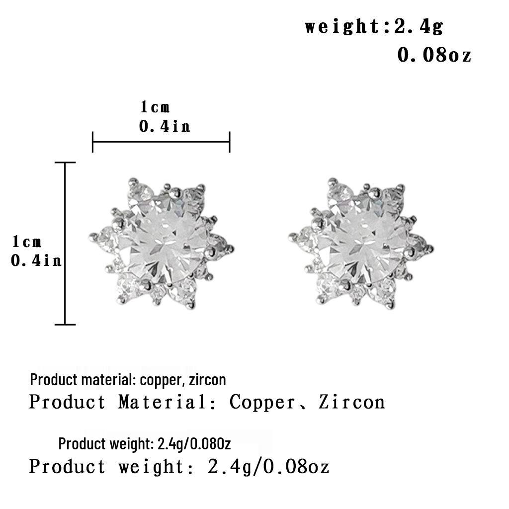 

Stylish Zircon Snowflake Stud Earrings for Women: Simple, Versatile, and Trendy.