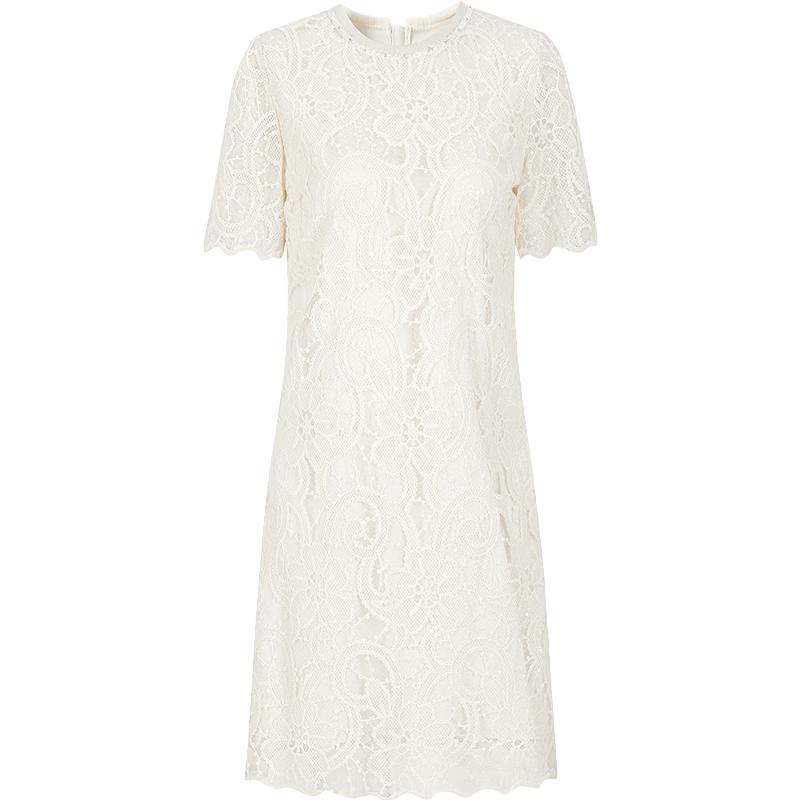JUZUI Elegant Beaded Lace Midi Dress