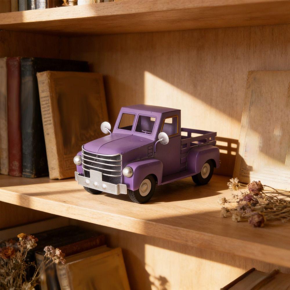 Large Size Christmas Truck Ornament Handmade Snow Truck Figurine Metal Craft Ornament Xmas Tree