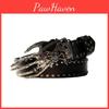 Gothic Skull Studded Pu Belt With Snap Closure For Youth Street Fashion