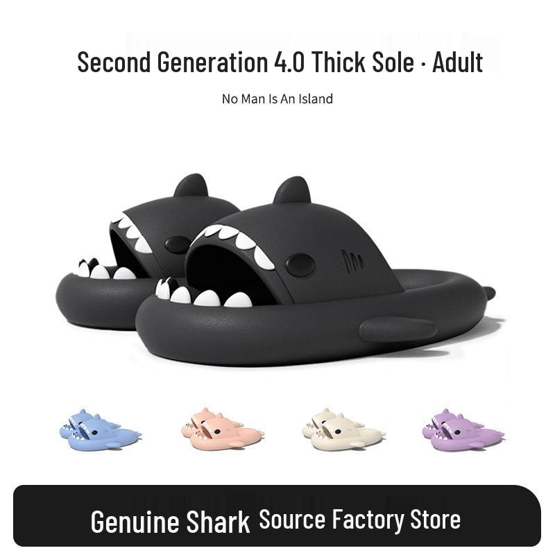 Second Gen Thick-Soled Genuine Shark Slippers: Summer EVA Sandals for Couples 44/45
