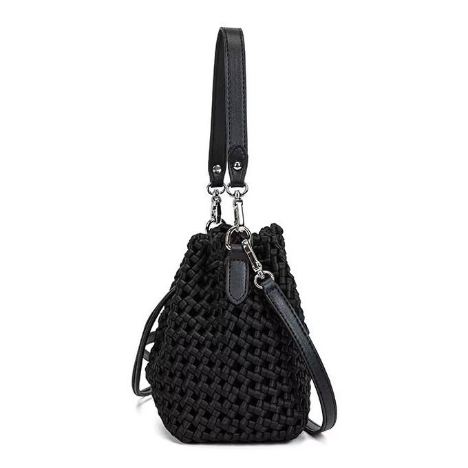 Handmade Textured Pinwheel Knot Crossbody Bucket Bag for Women