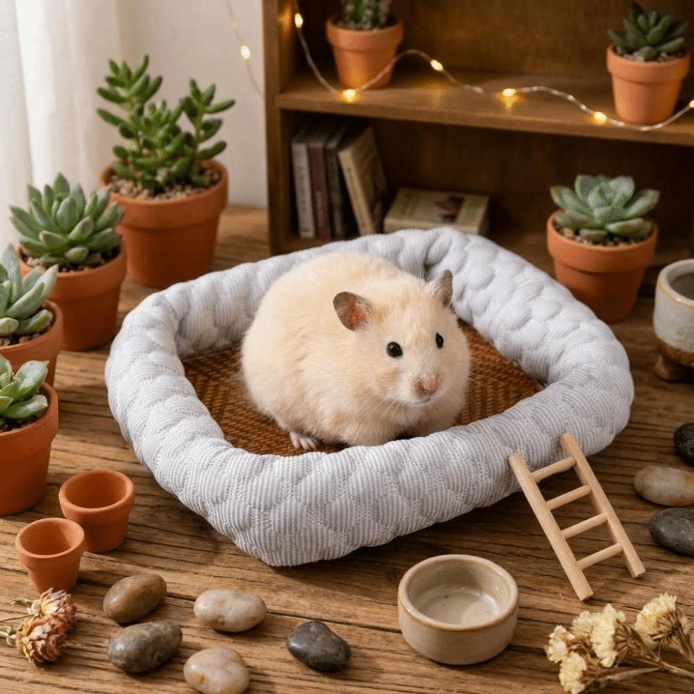 Detachable Hamsters Bed Pad Breathable Pet Sleeping Bed Rabbits Cooling Cushion  Guinea Pigs