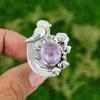 Gift For Her Natural African Amethyst Statement Bird Adjustable Ring 925 Silver