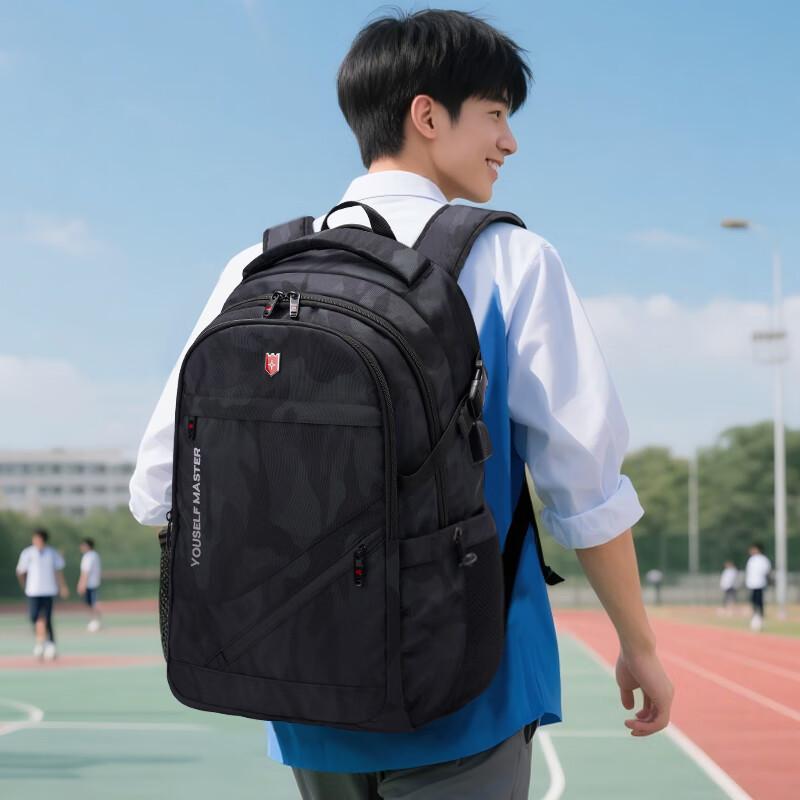 JINSHIWQ Travel Backpack, Commuter Bag, 16.1-inch Laptop Backpack, Bookbag, Black