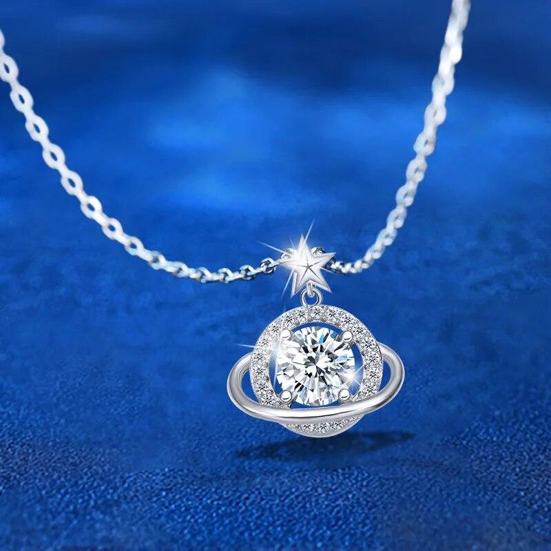 

D Цвет 1 карат Муассанит Ожерелье с подвеской из 100% стерлингового серебра S925 Moissanita Star Очаровательные ювелирные изделия проходят тест на бриллианты GRA