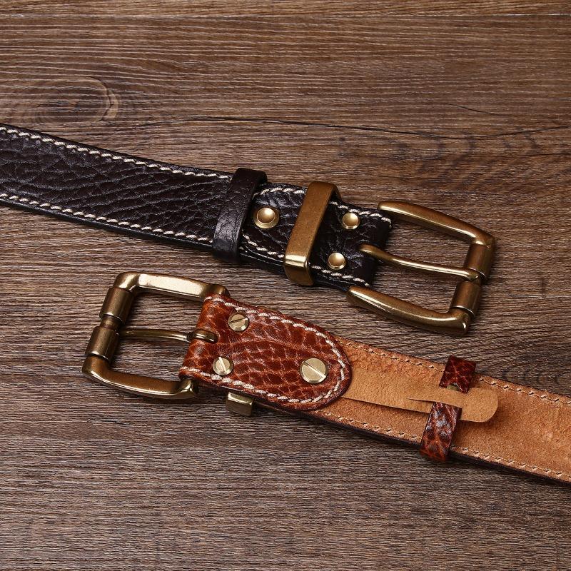 Neuer Retro Personalisierter Ledergürtel Herren Kupferschnalle Lokomotiv-Jeansgürtel Trendig