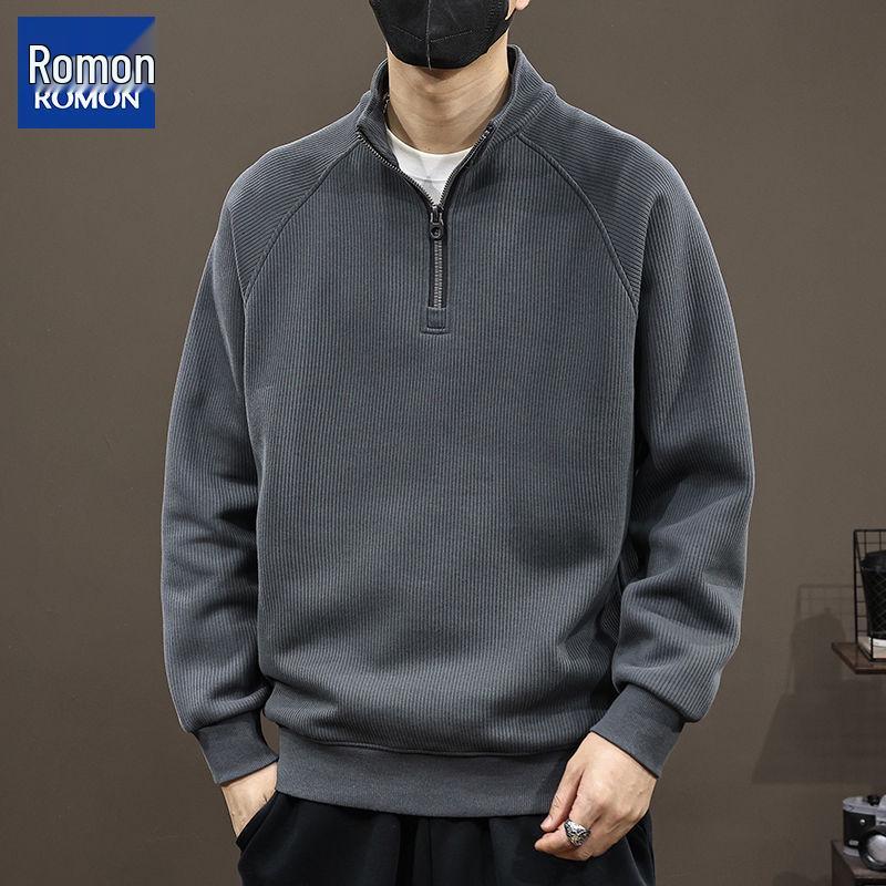 Romon Men's Loose Long Sleeve Sweatshirt - 2025 Trendy Korean Style for Autumn/Winter Casual Wear