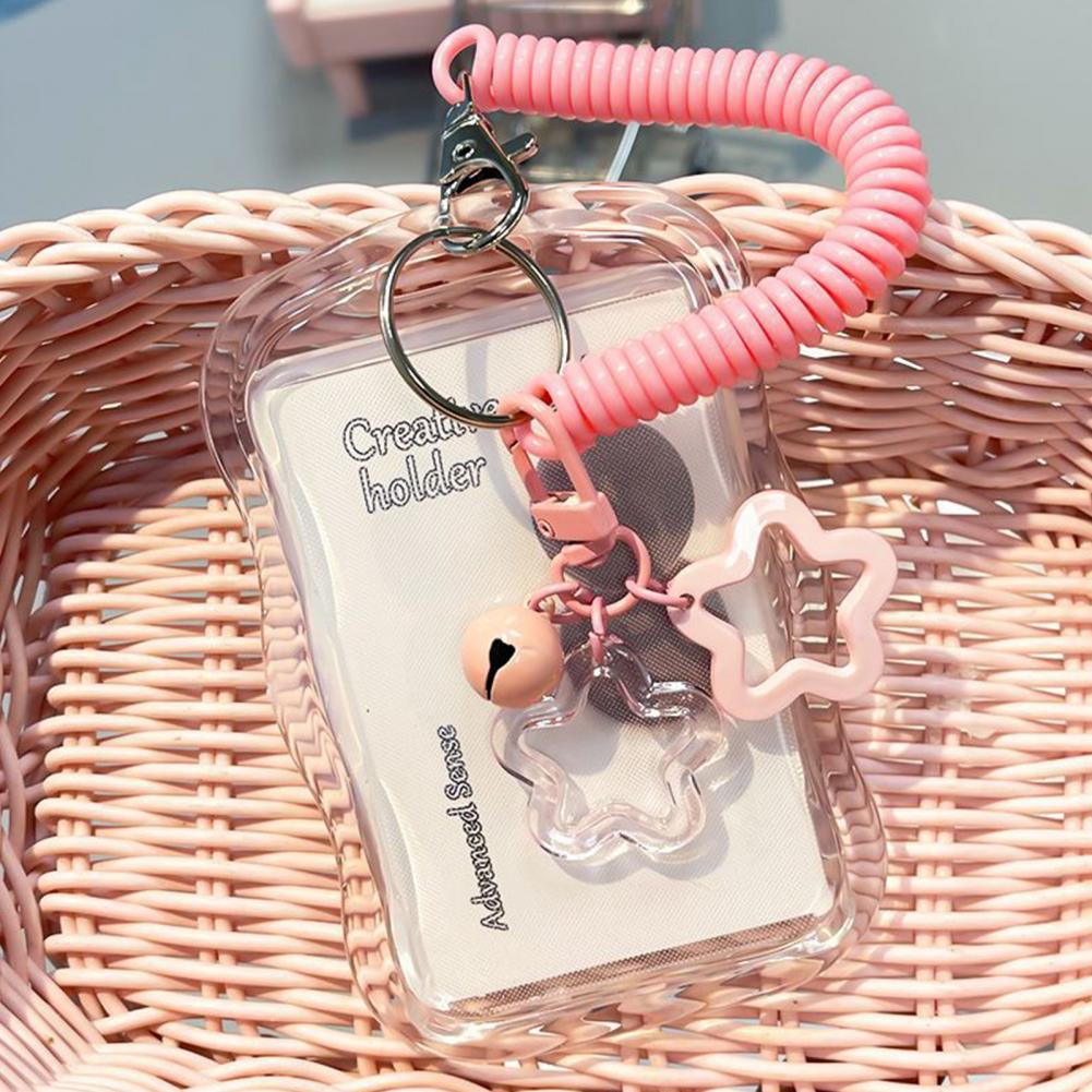 11cm ID Badge Holder With Keychain And Spring Rope Silicone Card Sleeve Protective Case With Bell Decor Office Hospital School