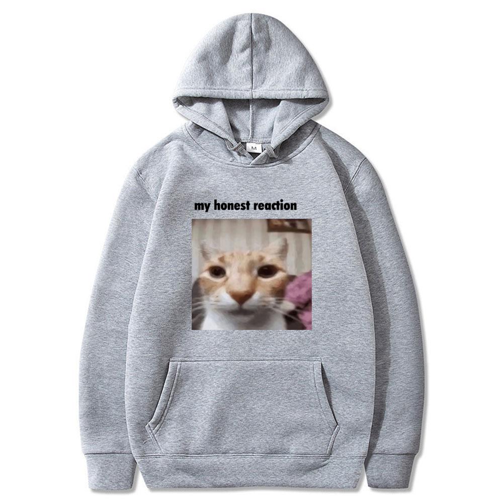My Honest Reaction Funny Cat Meme Graphic Tops Men Women Clothing Fashion Harajuku Casual Cotton Tops Loose Casual Style Clothes