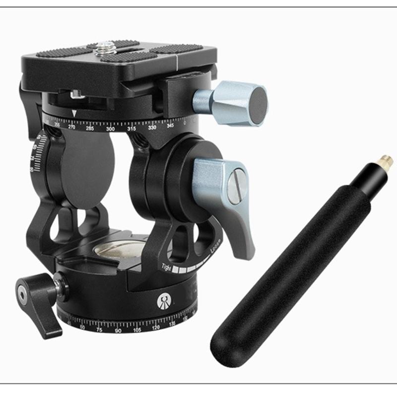 Double Panoramic Tripod Fluid Head Mini Pan Tilt Head Quick Release Plate and Handle For DSLR And Small Video Cameras