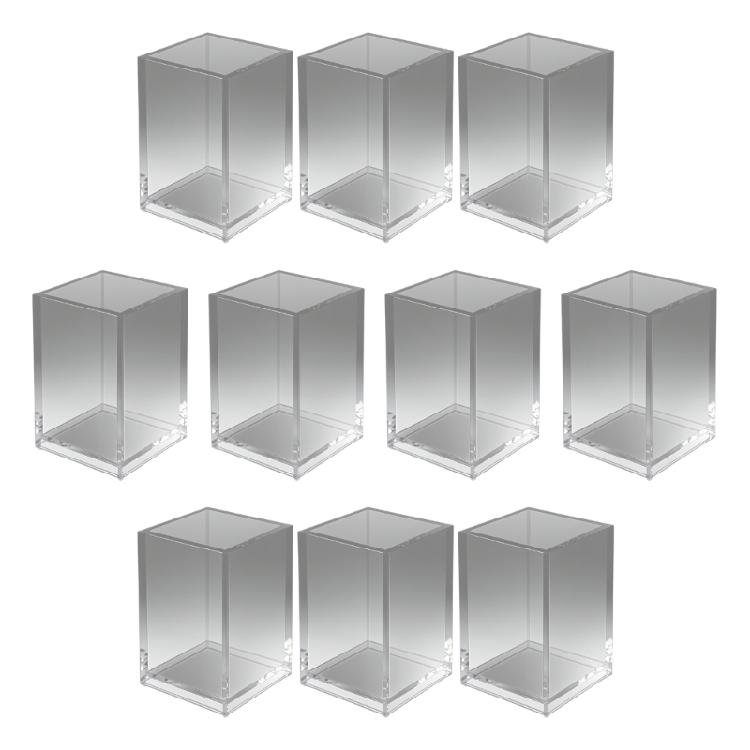 

10Pcs Stackable Clear Acrylic Pen Cup Desktop Pen Organiser Cosmetic Organiser Container For Pencil Marker Makeup Tool серый