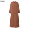 ZANZEA Abito Lungo Casual da Donna Girocollo Maniche Lunghe Largo Patchwork