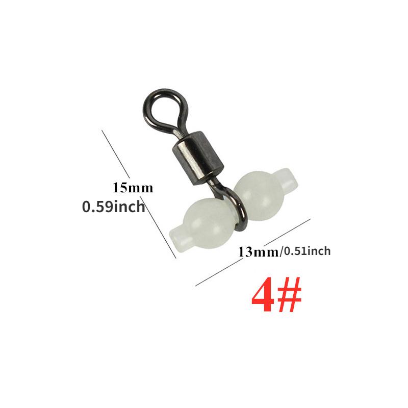 

20 шт./лот світяться вертлюги, що обертаються, вертлюги, гачки, аксесуари для морської риболовлі, вертлюги, з’єднувачі для риболовних снастей 4#