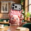 Phone Case: 2D Flat Design, Fits iPhone 18, 17, 16, 15, 14, 13 Pro, Color Silver Protective Case, Couple Style, Pink Pig, Christmas and Halloween Gift