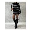 Women's Black High Collar Oversize Model Sweater Tunic