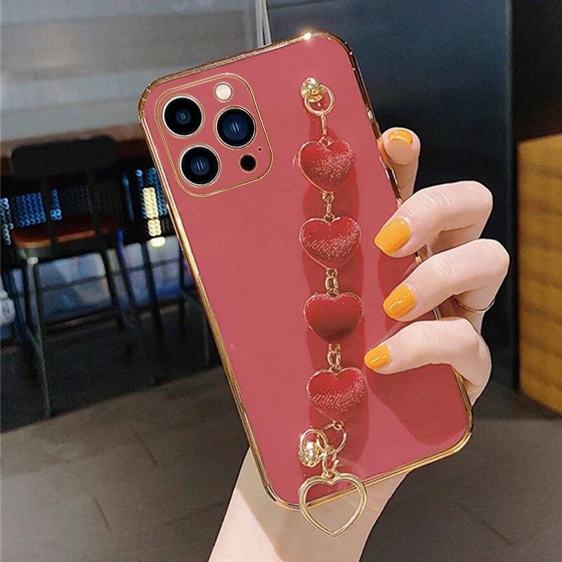 Love Heart Plush käevõru ümbris Xiaomi Redmi Note 13 12Pro 12C 12S 11 11S 10S 9S 9A 9C 9T A1 A2 ketikatte silikoonkate jaoks