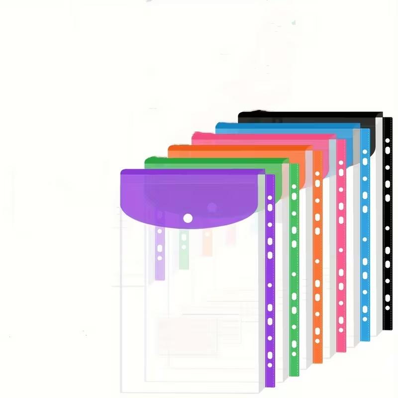 6/12Pcs Transparent PP File Storage Bag A4 Business Big Capacity Document Bag File Case File Bag Transparent Clear Envelope File Folder Bill Folders