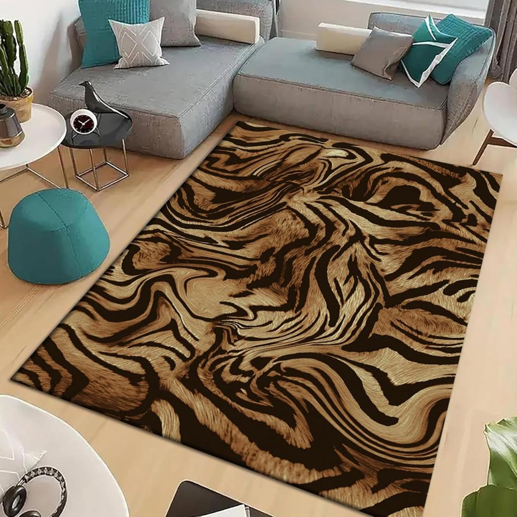 Lava Area Rugs 3D Visual Illusion Flame Living Room Non-Slip Floor Mat Lava Crackle Rug, Washable Non Slip Rug for Kids Rooms