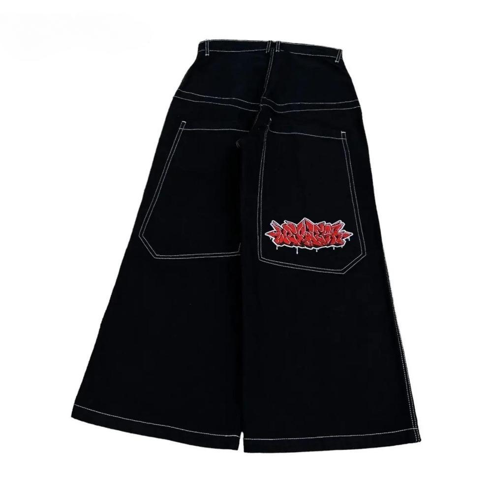 ZYLLO Hip Hop Y2k New Color Wexwear Embroidered Baggy Jeans Streetwear Jeans Men Women High Waist Wide Trouser Harajuku Black Pants