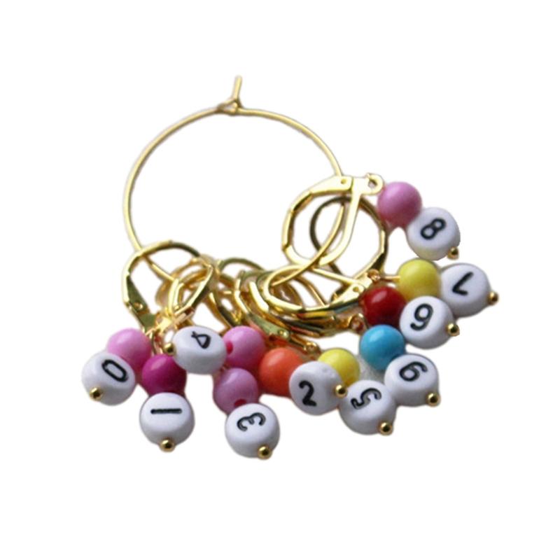 

10 шт. Акриловый маркер для вязания крючком, номер, маркер для вязания крючком, съемные застежки-карабины, фиксирующий маркер для вязания крючком золотой