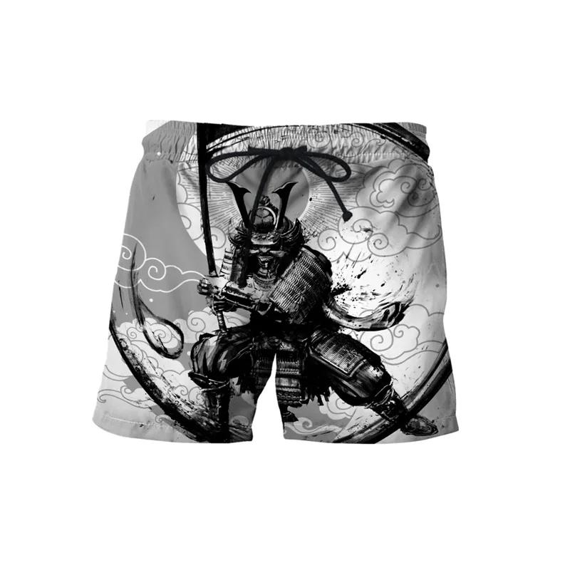 Samurai Mask Warrior Ghost Japanese Muay Thai Boxing Kickboxing Shorts 3D Print Training Unisex Men Women Fitness Gym Sport Workout Casual Streetwear