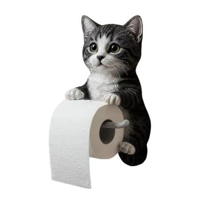 A95I-Adorable Cats Shapeds Wall Mounted Toilet Holder Organizers For Bathroom Space Saving Resin Design Easy Installation