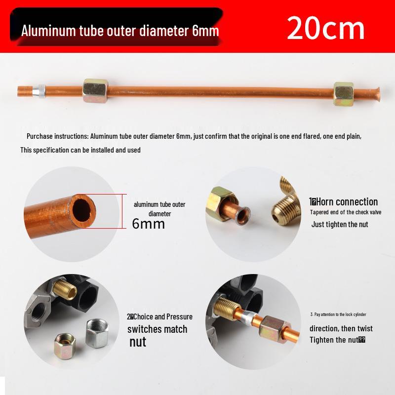 Compact Oil-Free Silent Air Compressor Kit with Elbow, One-Way Valve, Pressure Switch, Aluminum Tube, and Copper Intake Tube