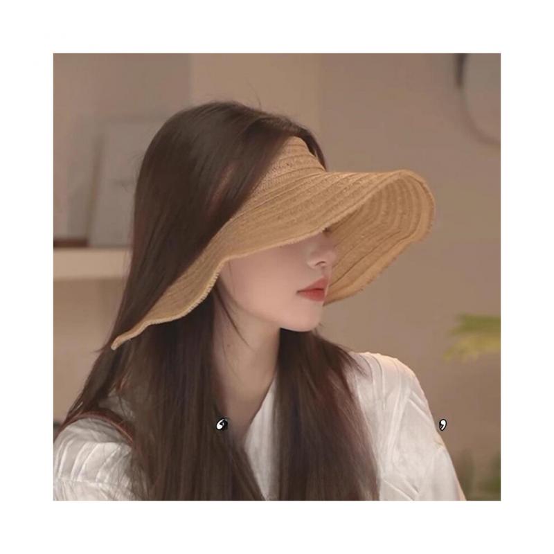 Simple Woven Women's Hat with a Wide Brim Summer Leisure Sun Protection for Going Out