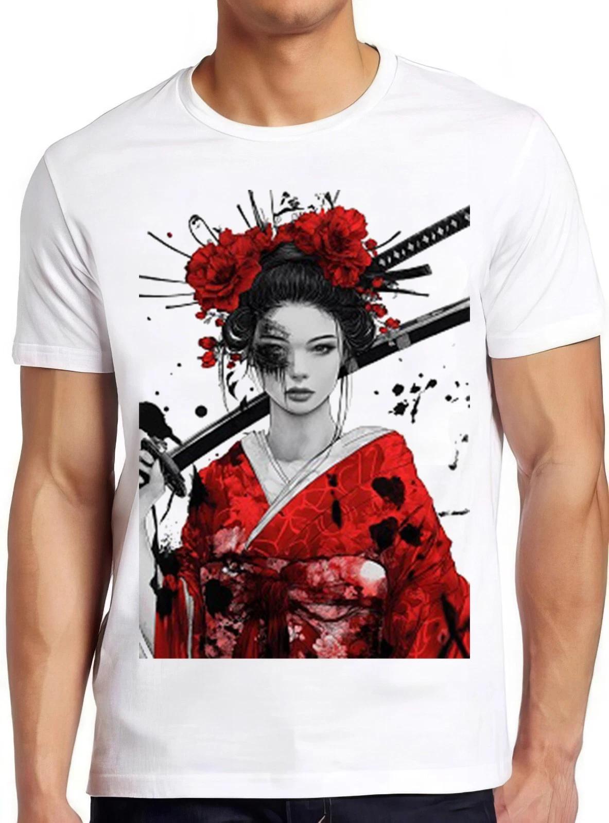Japanese Geisha Samurai Girl Manga Retro Gamer Cult Meme Gift Tee T Shirt 2414 XXXXL