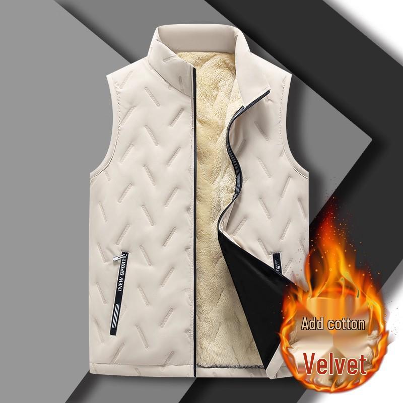 Men's Warm Lambswool Vest - Windproof, Thickened Cotton Jacket for Autumn & Winter