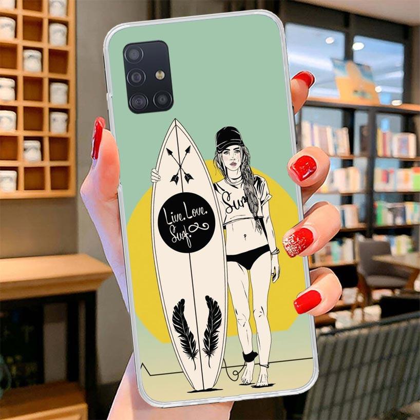 Surf Board Aesthetic Cover Phone Case For Samsung Galaxy A12 A22 A32 A52 A72 A02S Phone Case Note 20 Ultra 10 S10 Plus A51 A71 A