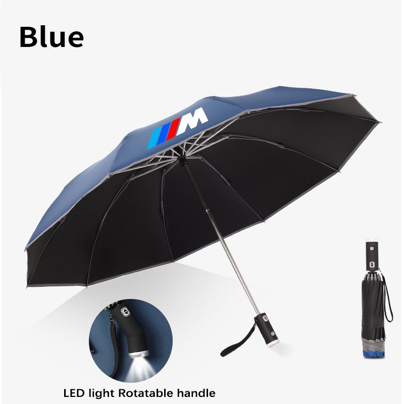 For BMW M Power M3 X1 X3 X5 E36 E39 E46 E60 E90 F10 F20 F30 G20 G30 Car Led Light Automatic Folding Windproof Sunshade Umbrella
