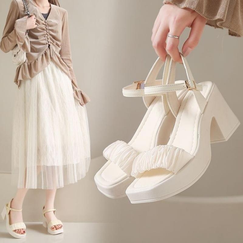 High-heeled Sandals Women's Summer 2025 New Versatile Thick-heeled Mary Jane Fairy Style Fashion Shoes with Skirts