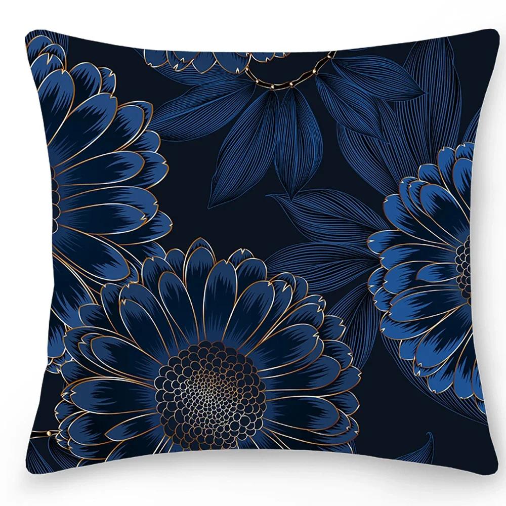 Home Pillowcase Car Sofa Cushion Cover Decor Luxurious Big Flower Printed Double Sided