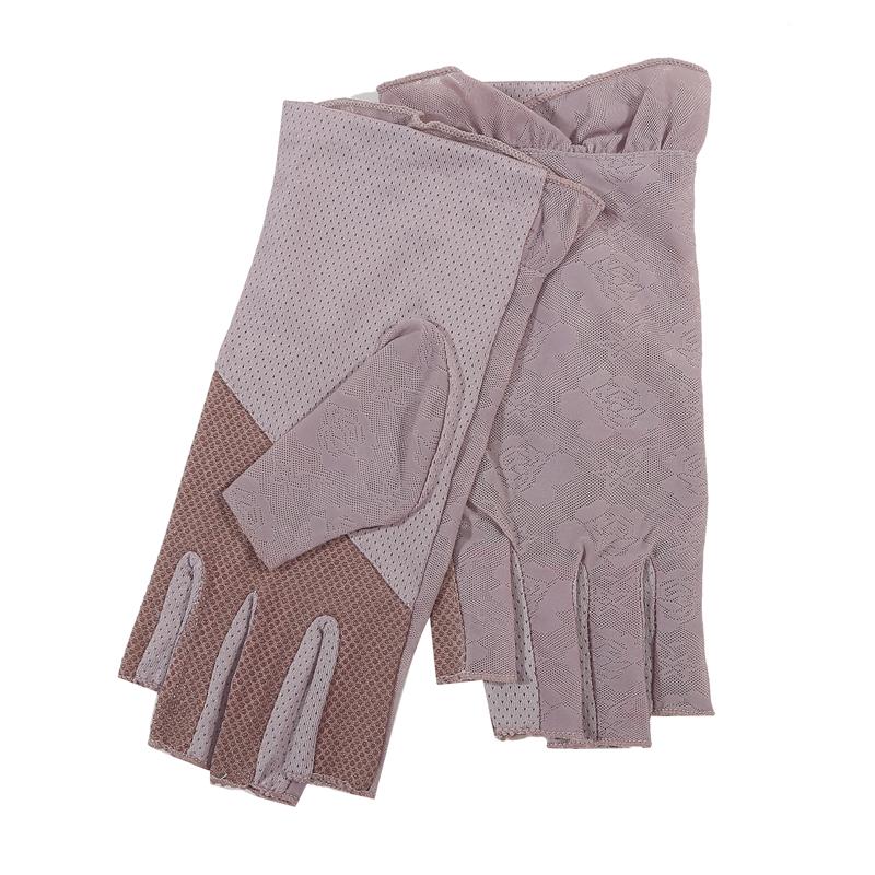 Lace Mitten Half Finger Gloves Summer Breathable Sunscreen Anti-Uv Cycling Drive Non-Slip Thin Gloves
