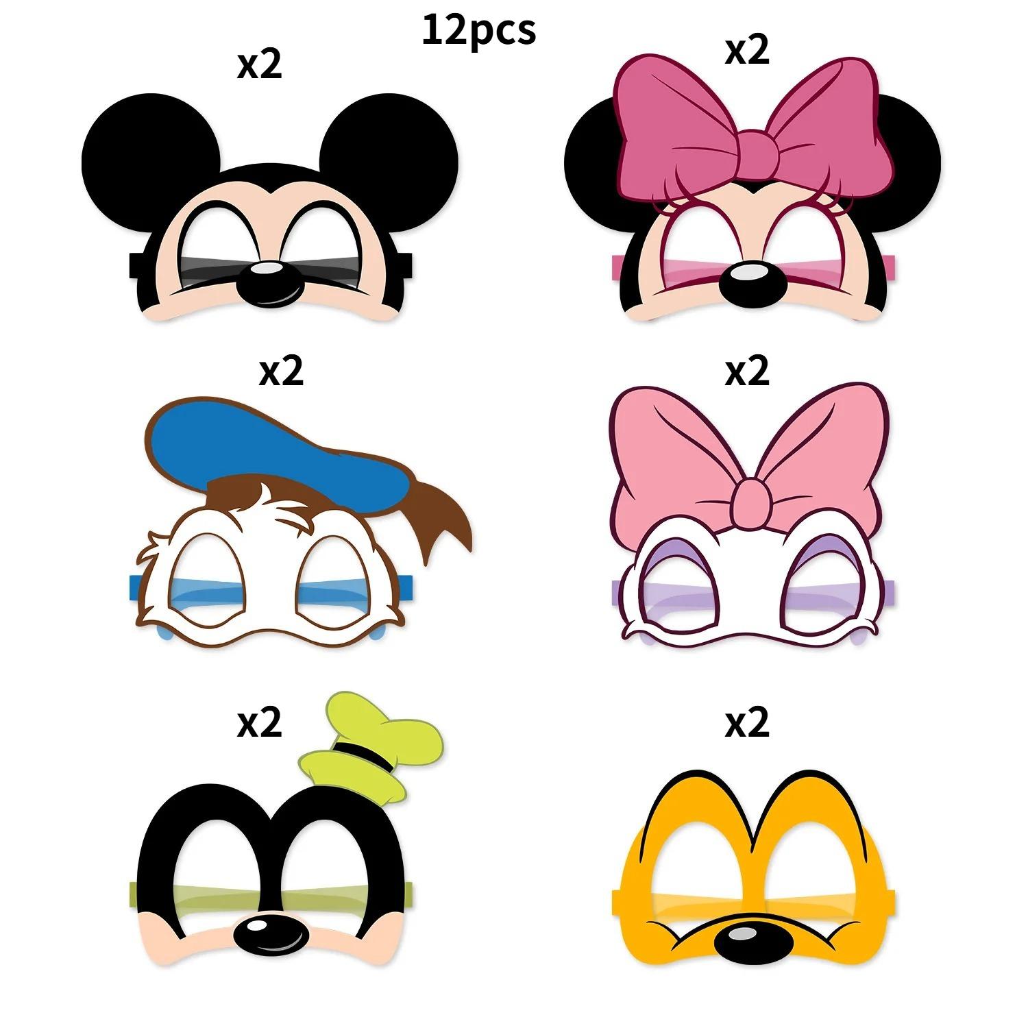 

12 PCS Disney Mickey Mouse Party Decoration Paper Glasses Mask Photo Cosplay Props Party Supplies 12pcs