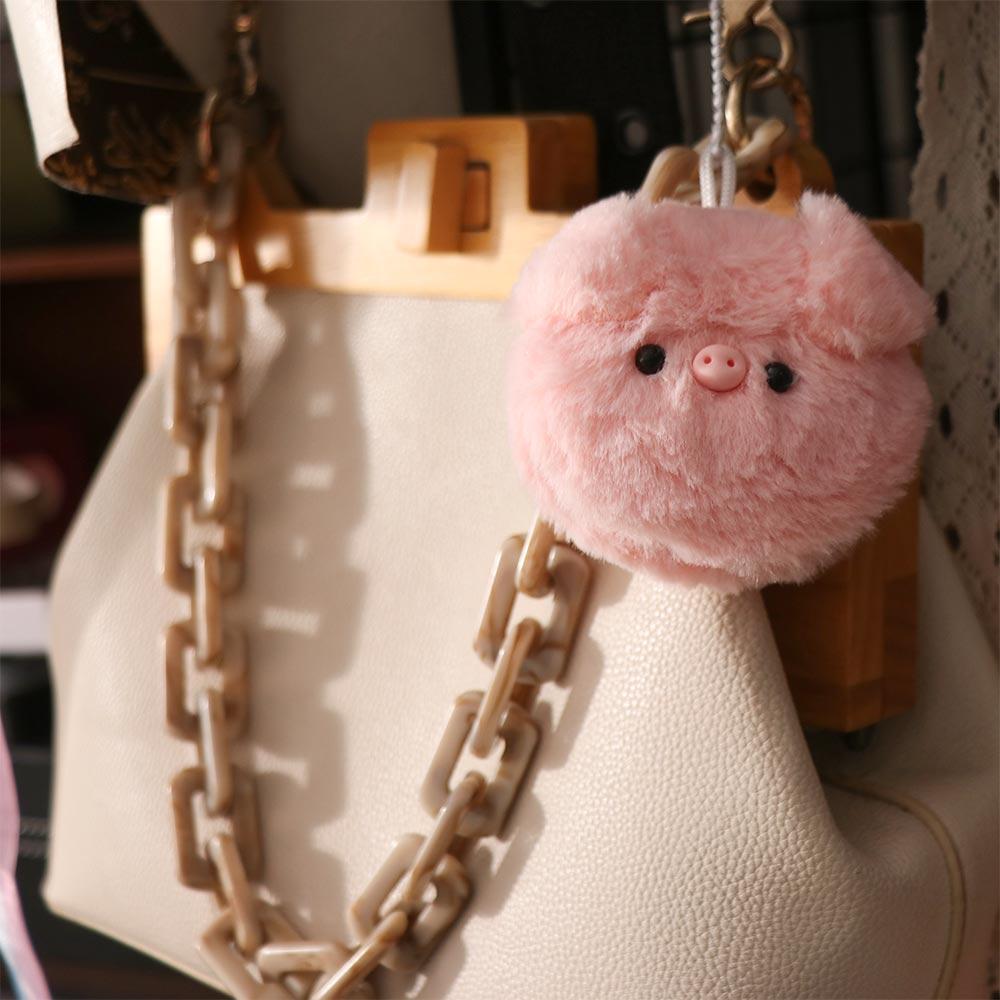 Animal Keychain Pig Head Bag Pendant Small Pig Head Plush Pig Keychain Female Lady Girl