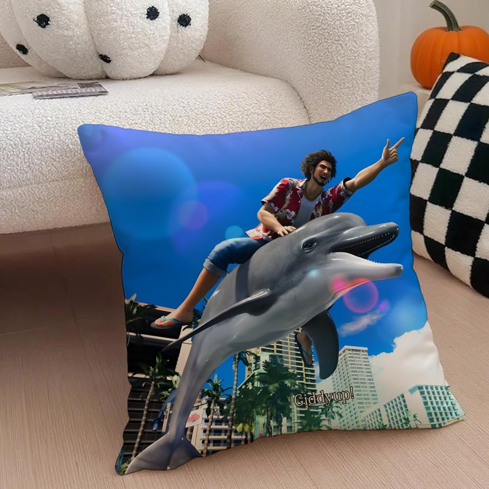 game action akuza LLike a DDragon Cushion Cover Throw Pillow Cover Hidden Button Durable Polyester Chair Cushion