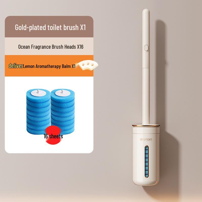 Wall-Mounted Disposable Toilet Brush with Replacement Heads - Household Cleaning Essential