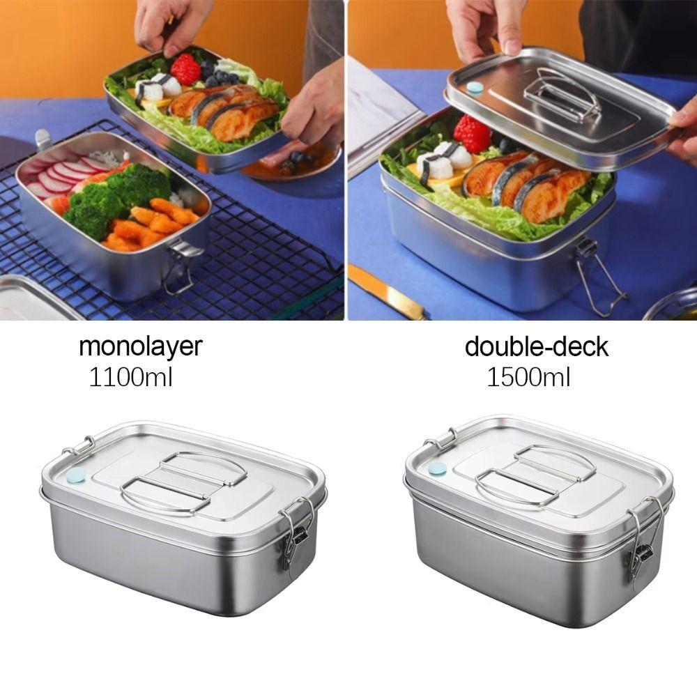 Split Grid Food Container 304 Stainless Steel Portable Food Container  Office Worker