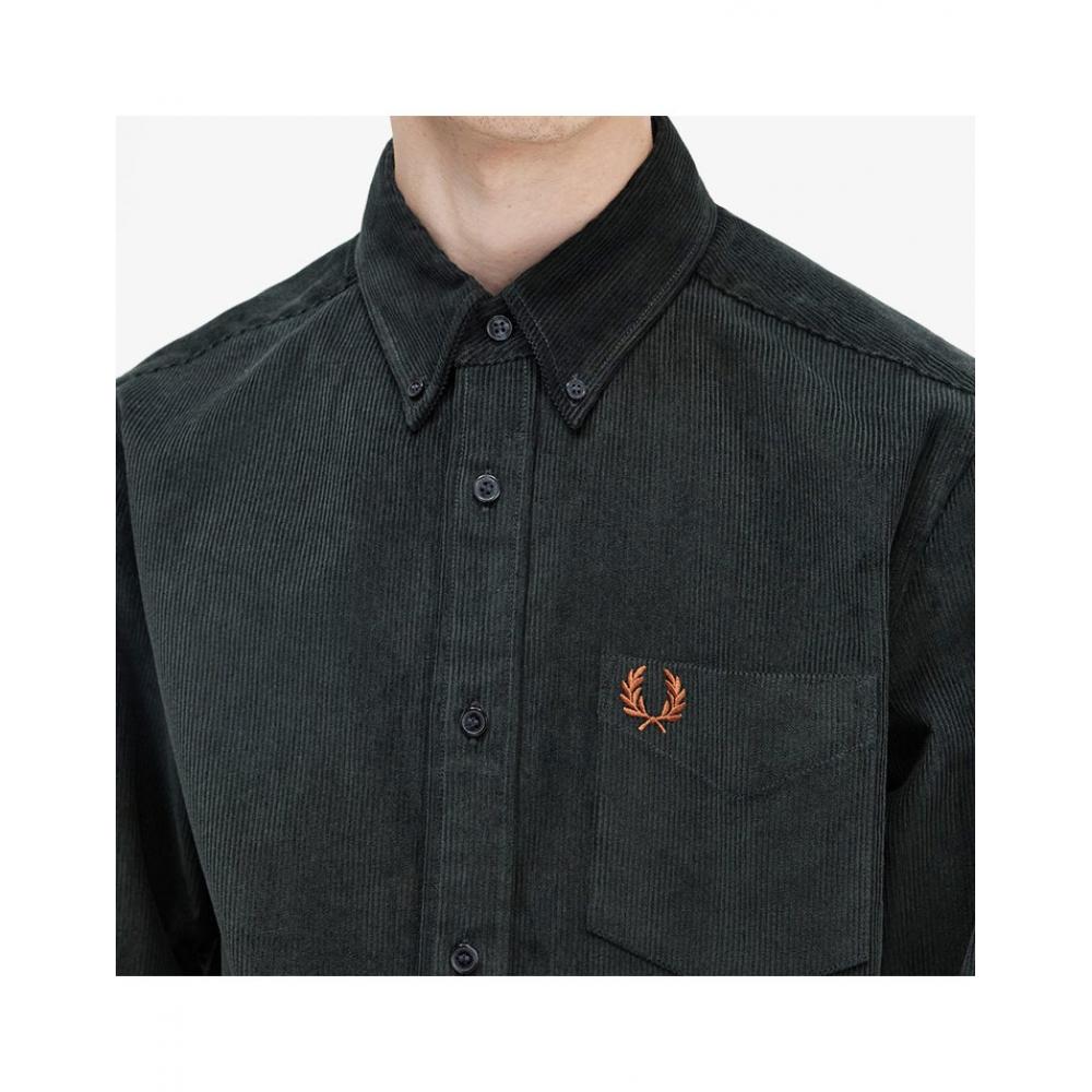 Fred Perry Corduroy Shirt   Night Green Afpm2438726 Q20