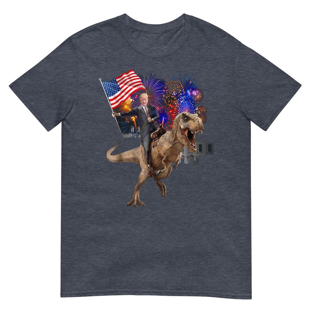 Trump Riding A Dinosaur Trex Suppor Trump 2020 Tshirt